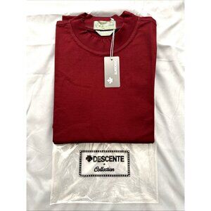 DESCENTE Golf Shirt Long Sleeve International Collection Red Egyptian Cotton NEW